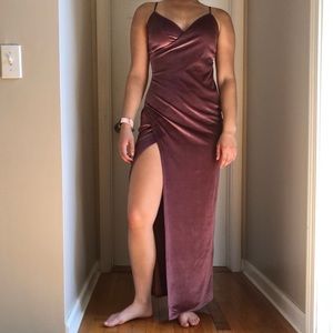 Lulus Debut Diva Mauve Velvet Maxi Dress